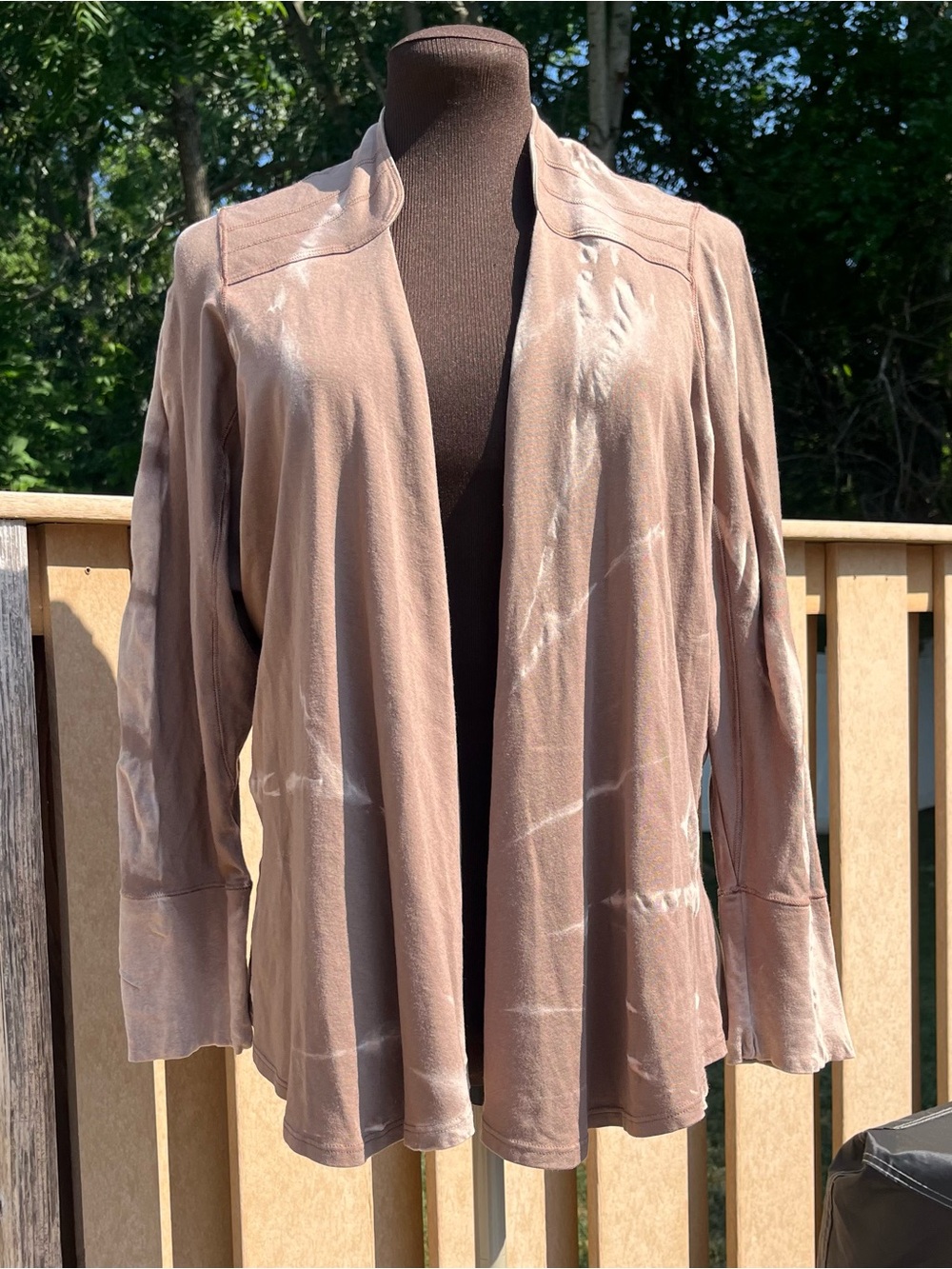 Testimony Los Angeles Beige Tie Dye Open Front Cardigan Size XS Whimsigoth